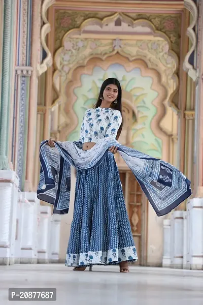 Stylish Fancy Cotton Top With Skirt and Dupatta Set For Women