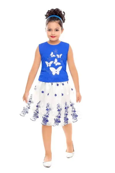 Girl's Party Wear Top With Bottom Set
