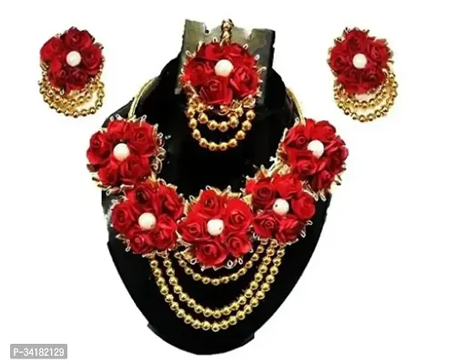 Stylish Red Fabric Jewellery Set For Women-thumb0