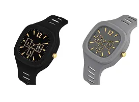 KIMY Square Multi DIAL Analog Silicon Strap ADDI Stylish Designer Analog Watch for Man  Boys pack of 2 watch-thumb1