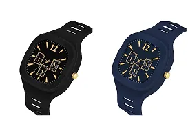 KIMY Square Multi DIAL Analog Silicon Strap ADDI Stylish Designer Analog Watch for Man  Boys pack of 2 watch-thumb1