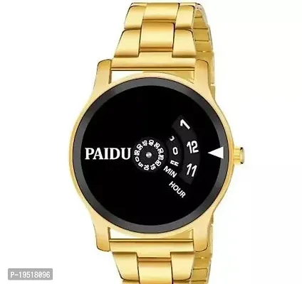 Paidu Black Causal Analoge Black Gold Dial Stylish Watch For Man and Boys Analog Watch For Men