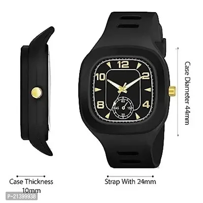 KIMY Square Multi DIAL Analog Silicon Strap ADDI Stylish Designer Analog miller Watch for Man  Boys, new model branded watch ghari (ghadi) for gents in black-thumb4
