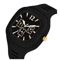 KIMY Square Multi DIAL Analog Silicon Strap ADDI Stylish Designer Analog miller Watch for Man  Boys, new model branded watch ghari (ghadi) for gents in black-thumb1