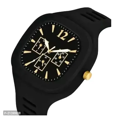 KIMY Square Multi DIAL Analog Silicon Strap ADDI Stylish Designer Analog miller Watch for Man  Boys, new model branded watch ghari (ghadi) for gents in black-thumb2