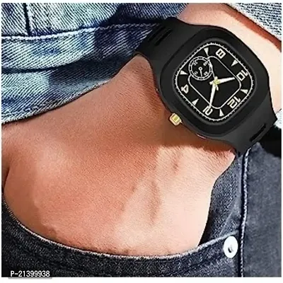 KIMY Square Multi DIAL Analog Silicon Strap ADDI Stylish Designer Analog miller Watch for Man  Boys, new model branded watch ghari (ghadi) for gents in black-thumb5