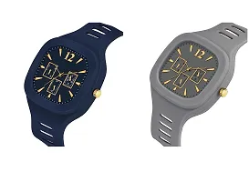 KIMY Square Multi DIAL Analog Silicon Strap ADDI Stylish Designer Analog Watch for Man  Boys pack of 2 watch-thumb1