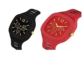 KIMY Square Multi DIAL Analog Silicon Strap ADDI Stylish Designer Analog Watch for Man  Boys pack of 2 watch-thumb1