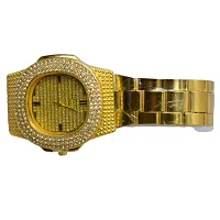 KIMY Beautiful diamond watch with a metallic chain in a stunning golden colour for weddings, parties, and other occasions (pack of 1).-thumb2