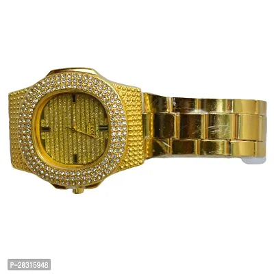 KIMY Beautiful diamond watch with a metallic chain in a stunning golden colour for weddings, parties, and other occasions (pack of 1).-thumb3