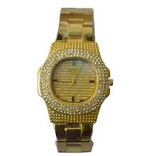 KIMY Beautiful diamond watch with a metallic chain in a stunning golden colour for weddings, parties, and other occasions (pack of 1).-thumb3