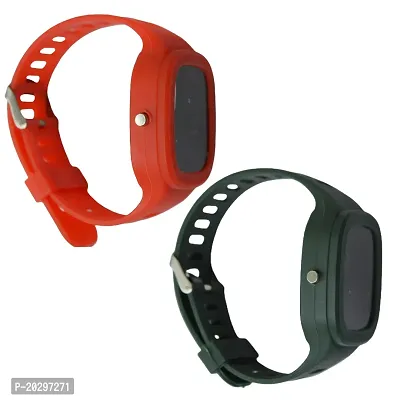 KIMY Unisex Digital Sports Watch Large LED Digits Dial | Square Wristwatch | For Men, Kids, Boys  Girls, Women | Durable Silicone Case|Vibrant Multicolor Band | Digital Display Combo pack  Red  Green-thumb4