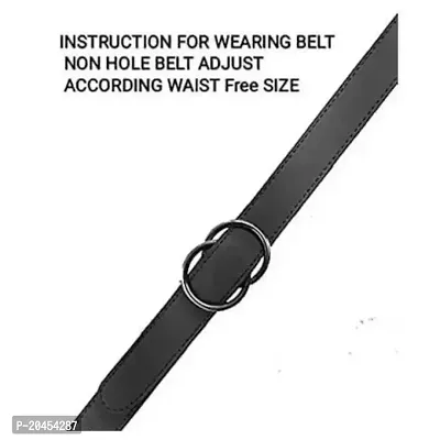 KIMY Fashionable Latest Girls Belt for Casual, Formal, Festival Party  wear Artificial Leather, Texas Leather Belts in Black Silver Round Buckel-thumb5