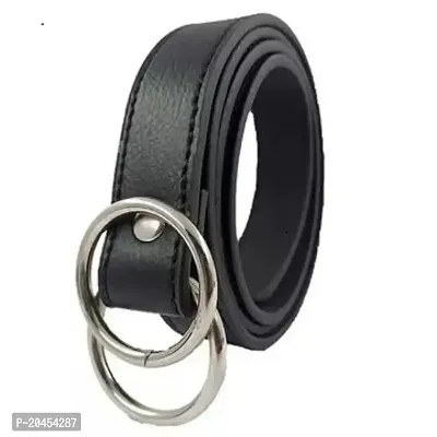 KIMY Fashionable Latest Girls Belt for Casual, Formal, Festival Party  wear Artificial Leather, Texas Leather Belts in Black Silver Round Buckel-thumb4