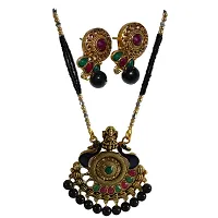 Mangaslutra Necklace/Mala/Loktes/Har With Earrings/Jhumka/Kan Bali Jewellery Set For Ladies Women  Girls Latest Fashion Stylish Design in Alloys Metal With Shape of Pigeon/God Chain-thumb1