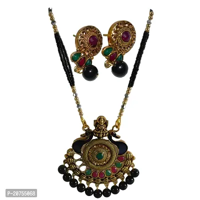 Mangaslutra Necklace/Mala/Loktes/Har With Earrings/Jhumka/Kan Bali Jewellery Set For Ladies Women  Girls Latest Fashion Stylish Design in Alloys Metal With Shape of Pigeon/God Chain-thumb2