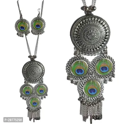 Latest Fashion Stylish Design Oxidised German Silver Plated Antique Tribal Traditional Jewellery Set For Ladies Women  Girls Kohlapuri  Afghan Design-thumb0