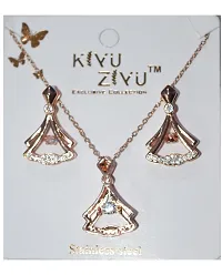 Kimy Classic Crystal AD (American Diamond Zircon/jarkan) Studded Traditional Jewellery Set - Rose Gold, Fashion Jewelry for Women  Girls - Ideal for Parties,Weddings, and Special Occasions and Annive-thumb1