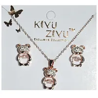 Kimy Classic Crystal AD (American Diamond Zircon/jarkan) Studded Traditional Jewellery Set - Rose Gold, Fashion Jewelry for Women  Girls - Ideal for Parties,Weddings, and Special Occasions and Annive-thumb4