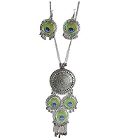 Latest Fashion Stylish Design Oxidised German Silver Plated Antique Tribal Traditional Jewellery Set For Ladies Women  Girls Kohlapuri  Afghan Design-thumb1