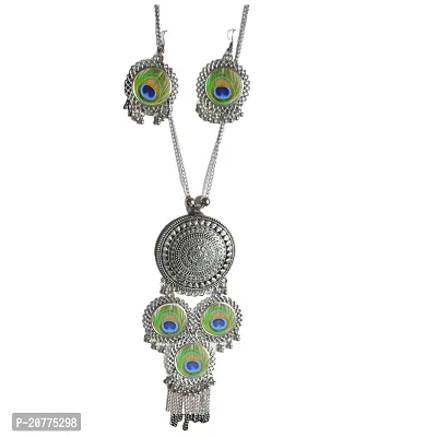 Latest Fashion Stylish Design Oxidised German Silver Plated Antique Tribal Traditional Jewellery Set For Ladies Women  Girls Kohlapuri  Afghan Design-thumb2