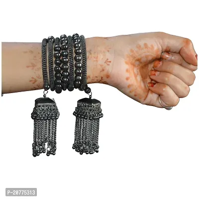 Latest Fashion Stylish Design Oxidised German Silver Plated Antique Tribal Traditional Jewellery Set For Ladies Women  Girls Kohlapuri  Afghan Design-thumb4