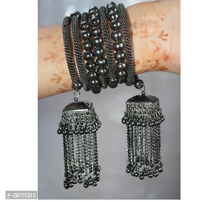 Latest Fashion Stylish Design Oxidised German Silver Plated Antique Tribal Traditional Jewellery Set For Ladies Women  Girls Kohlapuri  Afghan Design-thumb5