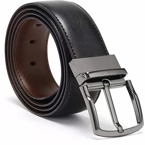 Axe Style Men's Leather Reversible Belt (X-6008_Black & Brown)