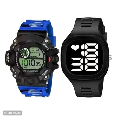 KIMY digital Sport  LED Combo watches with a traditional style for men  boys silicone straps  round_Square dial
