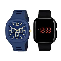 KIMY Miller Analog  LED digital combo watches for men and boys with traditional style silicone straps  Square dial.-thumb2