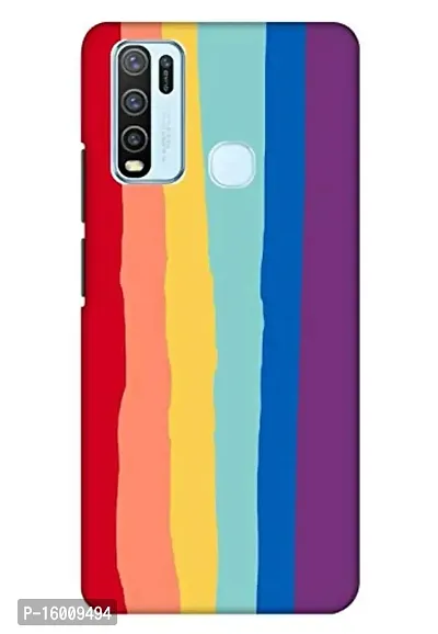 renuka Latest Stylish Fancy Beautiful Rainbow Hard Plastic 3D Mobile Back Cover for Vivo Y50/Vivo Y30 - Multicolour-thumb0