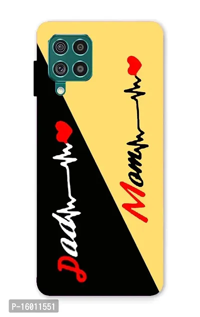CRAFT WORLD Printed Hard Back Case Cover Black_EarPhn Latest Stylish Samsung Galaxy M12/F12/A12 Phone Case Mobile Cover for Boys/Girls (Mom  Dad)