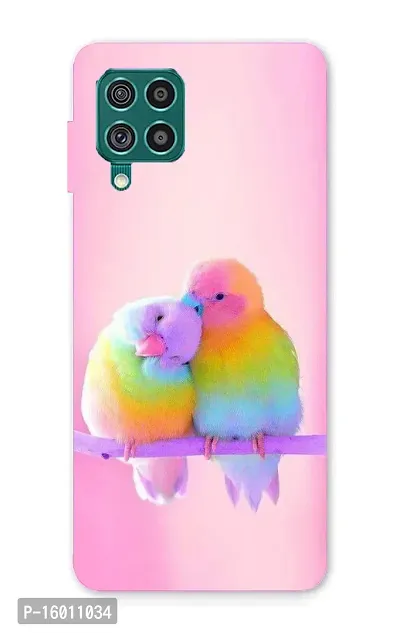 CRAFT WORLD Printed Hard Back Case Cover Black_EarPhn Latest Stylish Samsung Galaxy M12/F12/A12 Phone Case Mobile Cover for Boys/Girls (Luv Birds)