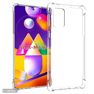 RM- Samsung Galaxy M31s Clear Series Transparent Soft Samsung Galaxy M21 Silicon TPU Air Cushion Shock Proof Cover with Camera Protection Back Case Cover-thumb0