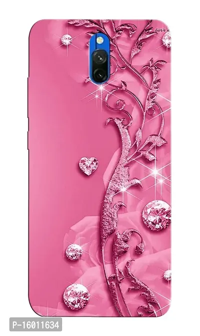 CRAFT WORLD Back Cover for Mi Redmi 8A Dual Back Cover Pink Love Daimond-thumb0