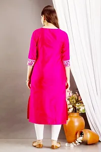 Trendy Pink Art silk Casual Straight Kurti For Women-thumb1