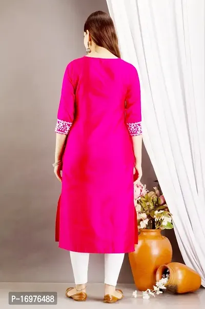 Trendy Pink Art silk Casual Straight Kurti For Women-thumb2