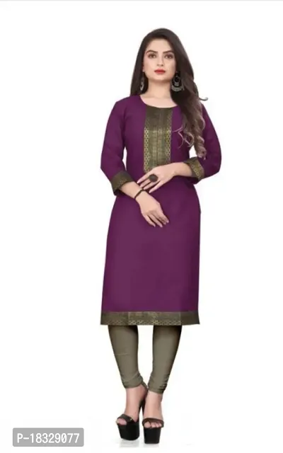 Stylish Purple Cotton Slub Straight Kurti For Women-thumb0