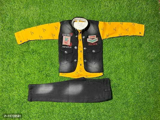 Fabulous Yellow Cotton Solid Shirts with Jeans For Boys