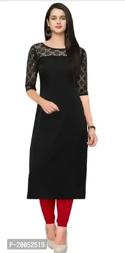 Trendy Straight Black Solid Crepe Kurta