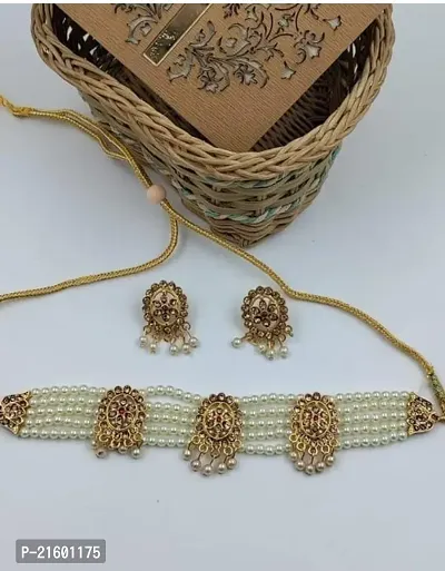Traditional Wear Jewellery Necklace and Earrings ( Pack of 1 )