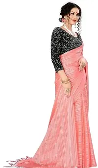 Stylish Chiffon Pink Saree with Blouse piece For Women-thumb1