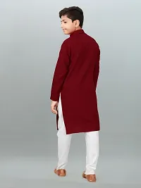 Stylish Maroon Cotton Solid Kurtas For Boys-thumb1