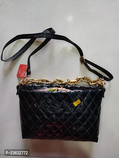 Stylish Black Polyester Self Pattern Handbags For Women
