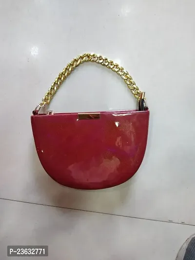 Stylish Red Polyester Self Pattern Handbags For Women