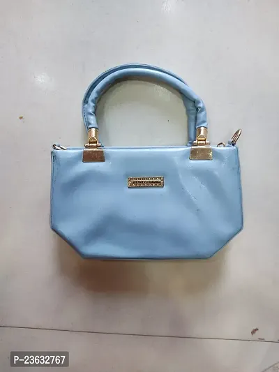 Stylish Blue Polyester Self Pattern Handbags For Women