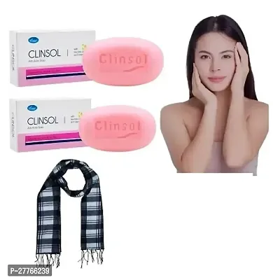 Clinsol Anti Acne Soap With Tea Tree Oil And Vitamin E Pack Of 2 75 g Each With Free Muffler