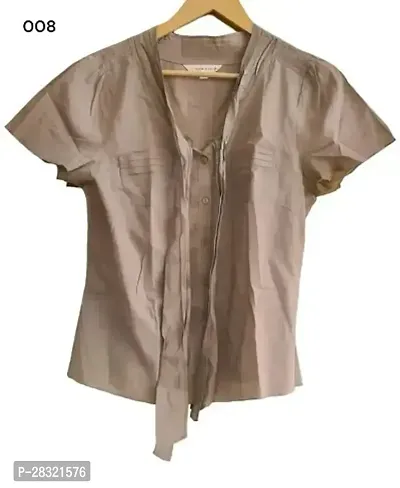 Stylish Beige Cotton Solid Shirt For Women