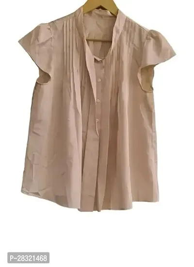 Stylish Beige Georgette Solid Shirt For Women-thumb0