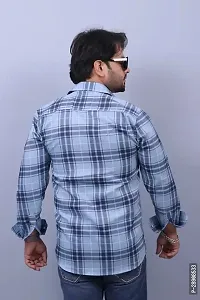 Reliable Blue Cotton Checked Casual Shirt For Men-thumb2